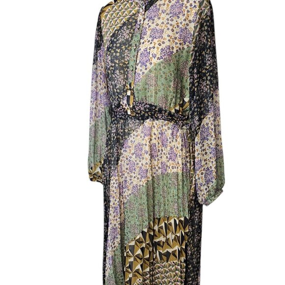 Suncoo Paris Carissa Robe, Pleated , Tie Waist, Midi, Lined, Flowy, Size T2 / M - Picture 9 of 11